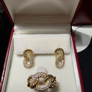 Gold-filled Crystal Linked Earrings and Ring Set